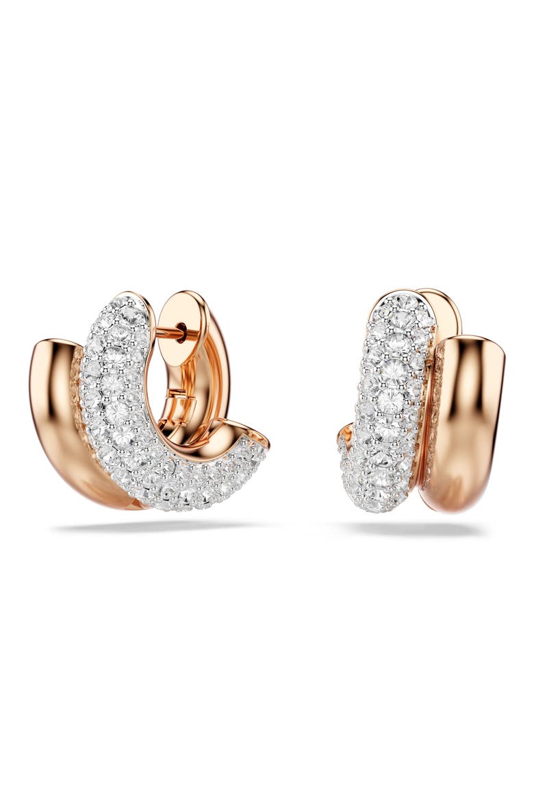 Dextera Front/Back Hoop Earrings, Main, color, ROSE GOLD/ WHITE