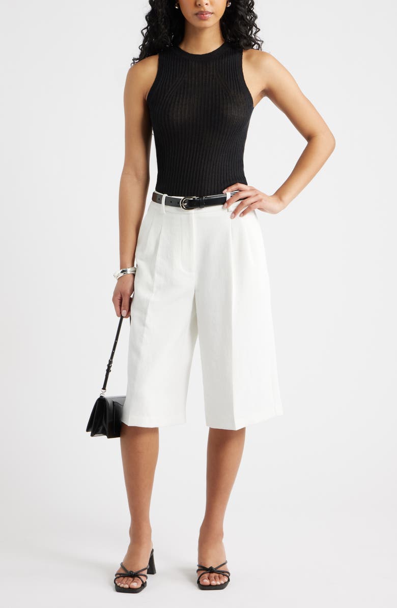 Open Edit Linen Blend Sweater Tank, Alternate, color, Black