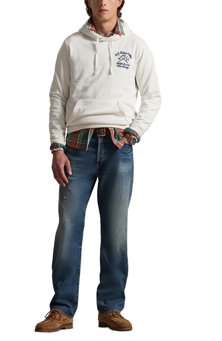 Polo Ralph Lauren Arts Society Embroidered Cotton Fleece Hoodie, Alternate, color, Deckwash White