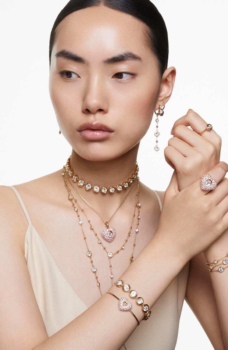 Swarovski Imber Long Crystal Station Necklace, Alternate, color, Gold