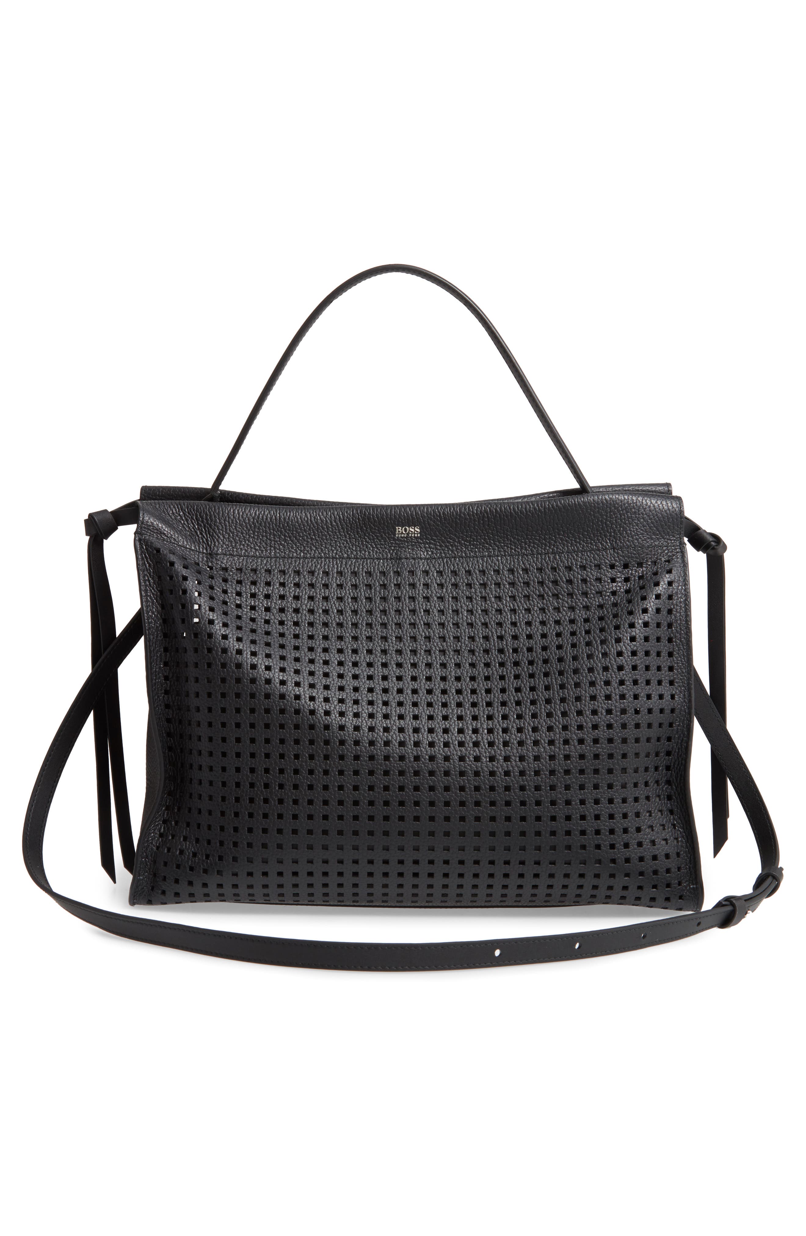 BOSS Katlin Small Perforated Leather Tote, Alternate, color, 