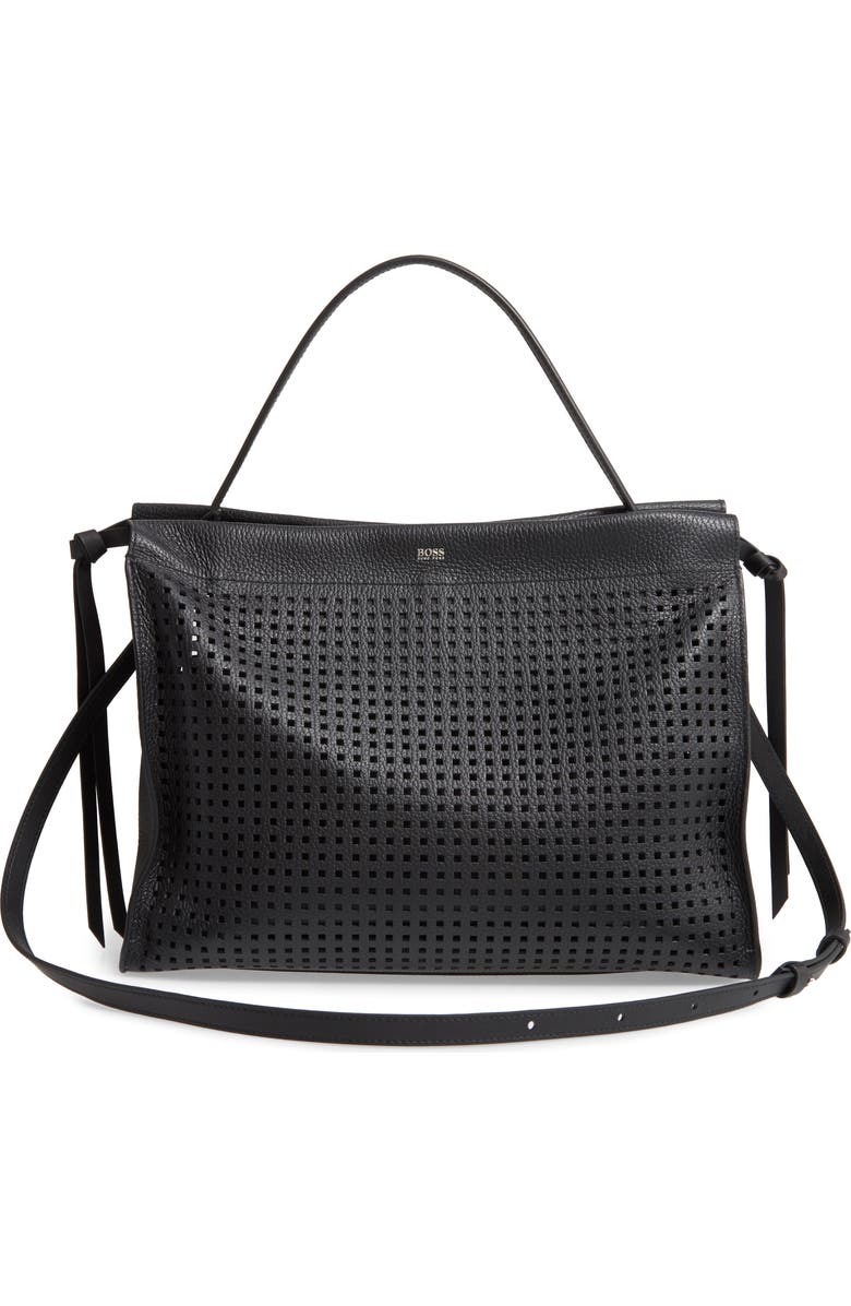 BOSS Katlin Small Perforated Leather Tote, Alternate, color,