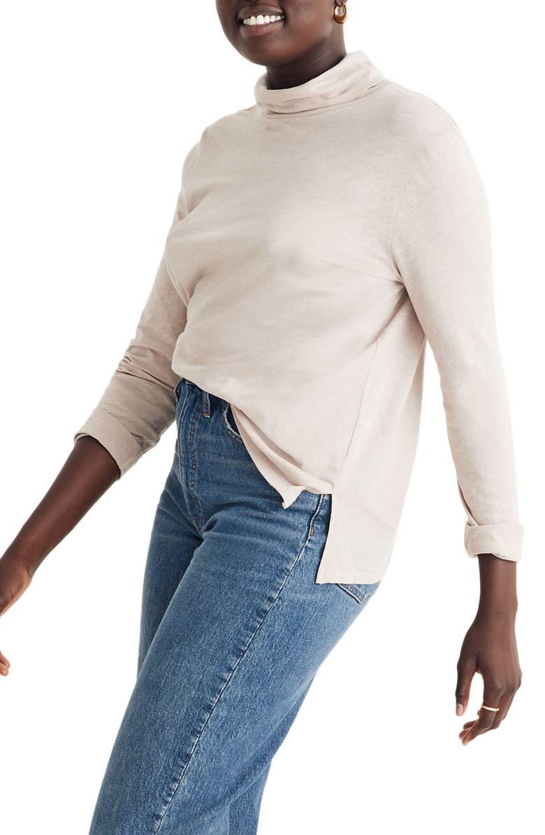 Madewell Whisper Cotton Turtleneck, Alternate, color, Ashen Silver