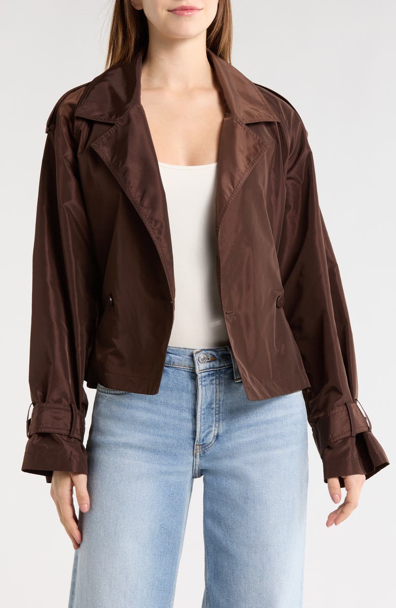 STAUD Vale Short Belted Trench Coat, Alternate, color, Earth