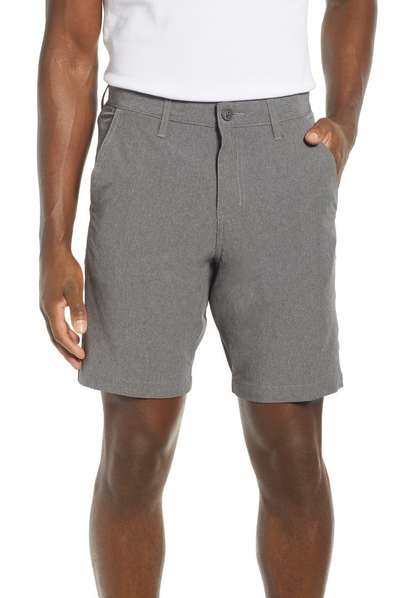 Heathered Stretch Hybrid Shorts, Main, color, GREY