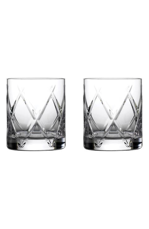 Olann Short Stories Set of 2 Double Old Fashioned Lead Crystal Glasses