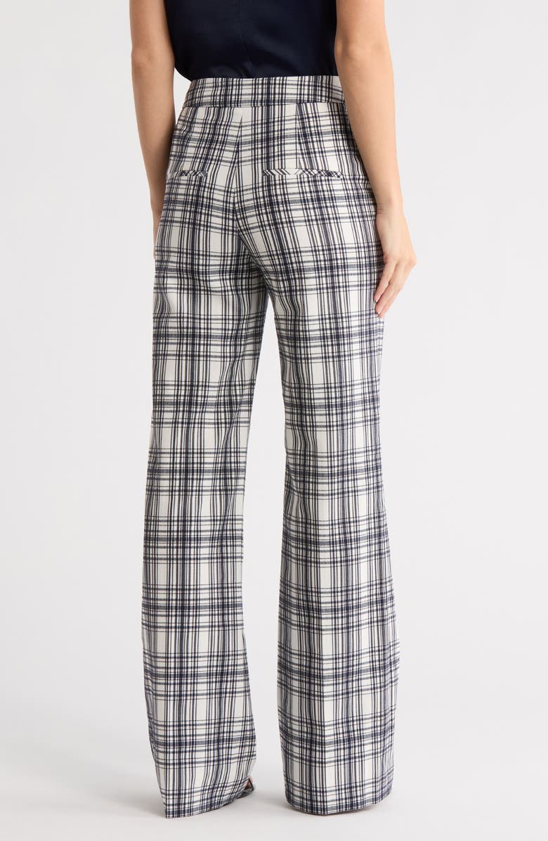 Veronica Beard Tonelli Plaid Straight Leg Pants, Alternate, color, Ivory/ Navy