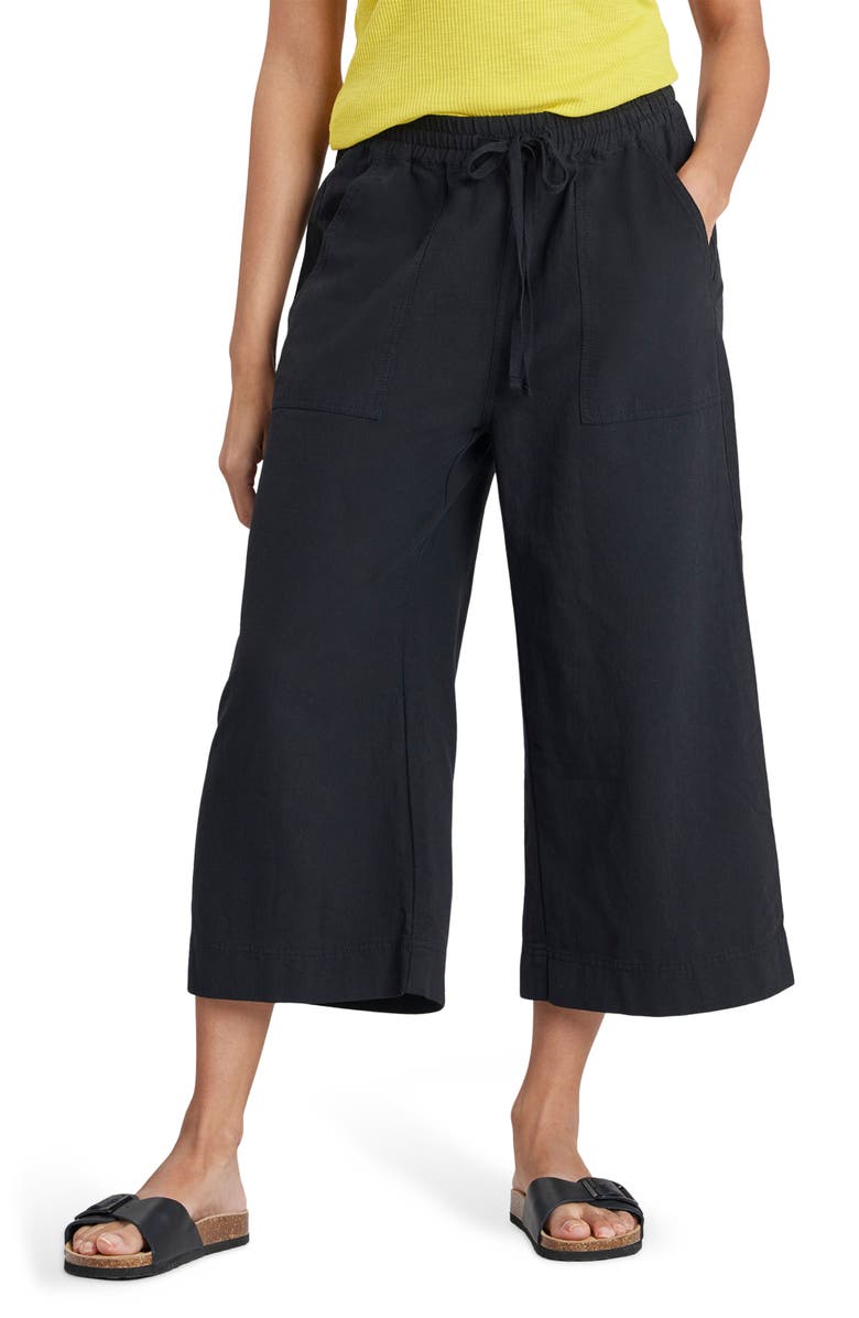SUPPLIES BY UNIONBAY Dennie Solid Crop Cotton Gauze Pants, Main, color, Black