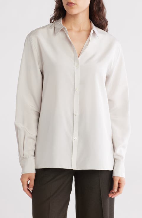 Silk Button Front Shirt