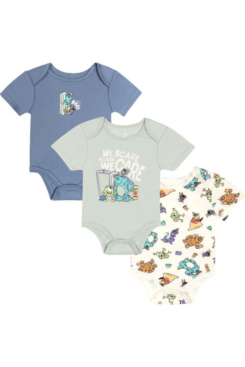 Pixar Boys' 3-Pack Short Sleeve Bodysuits