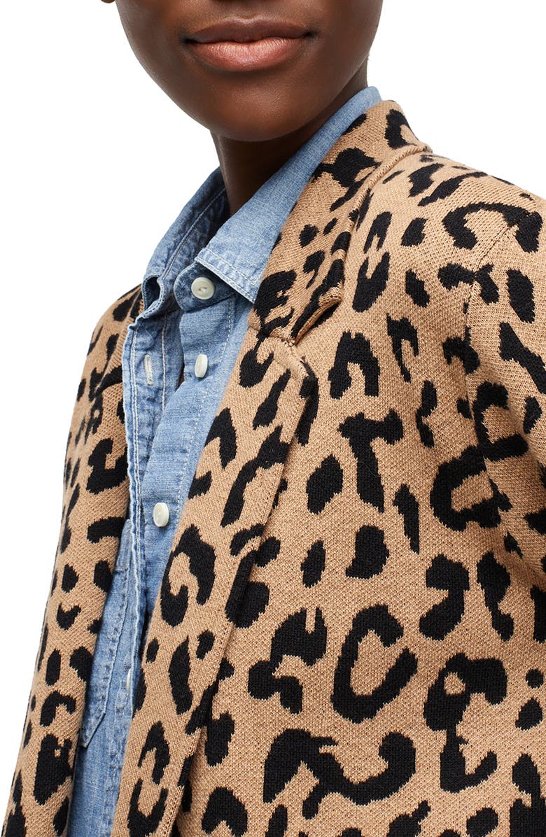 J.Crew Sophie Leopard Print Open Front Sweater Blazer, Alternate, color,