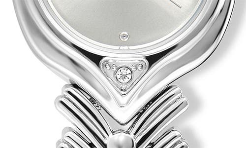 Ettika Round Case Chevron Strap Watch In Metallic