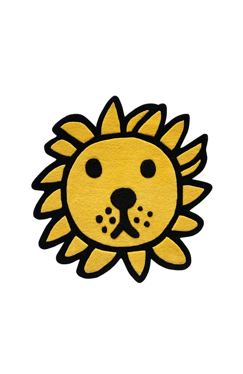 Maison Deux Leeuw Lion Rug, Main, color, Orange / Black Print