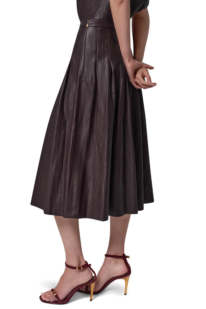 Pleated Faux Leather Midi Skirt, Alternate, color, ESPRESSO