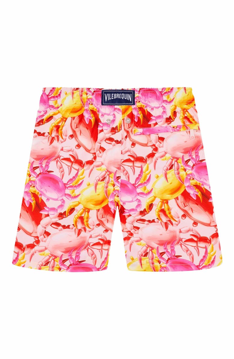 Vilebrequin Kids' Crab Ballons Ultra-Light and Packable Swim Shorts, Alternate, color, Pivoine