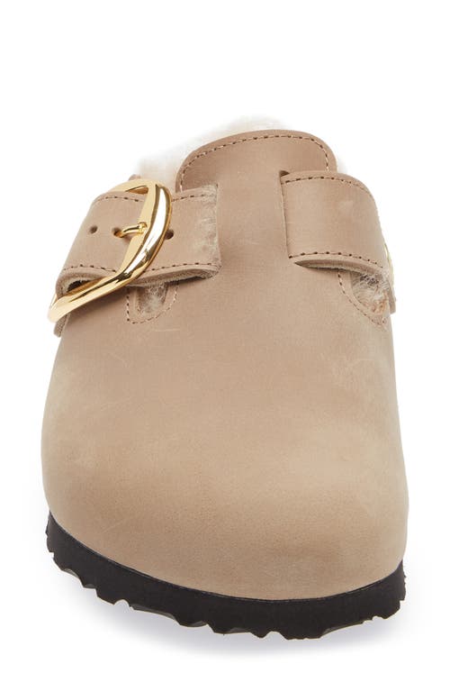 Birkenstock Boston Big Buckle Genuine Shearling Lined Clog In Brown
