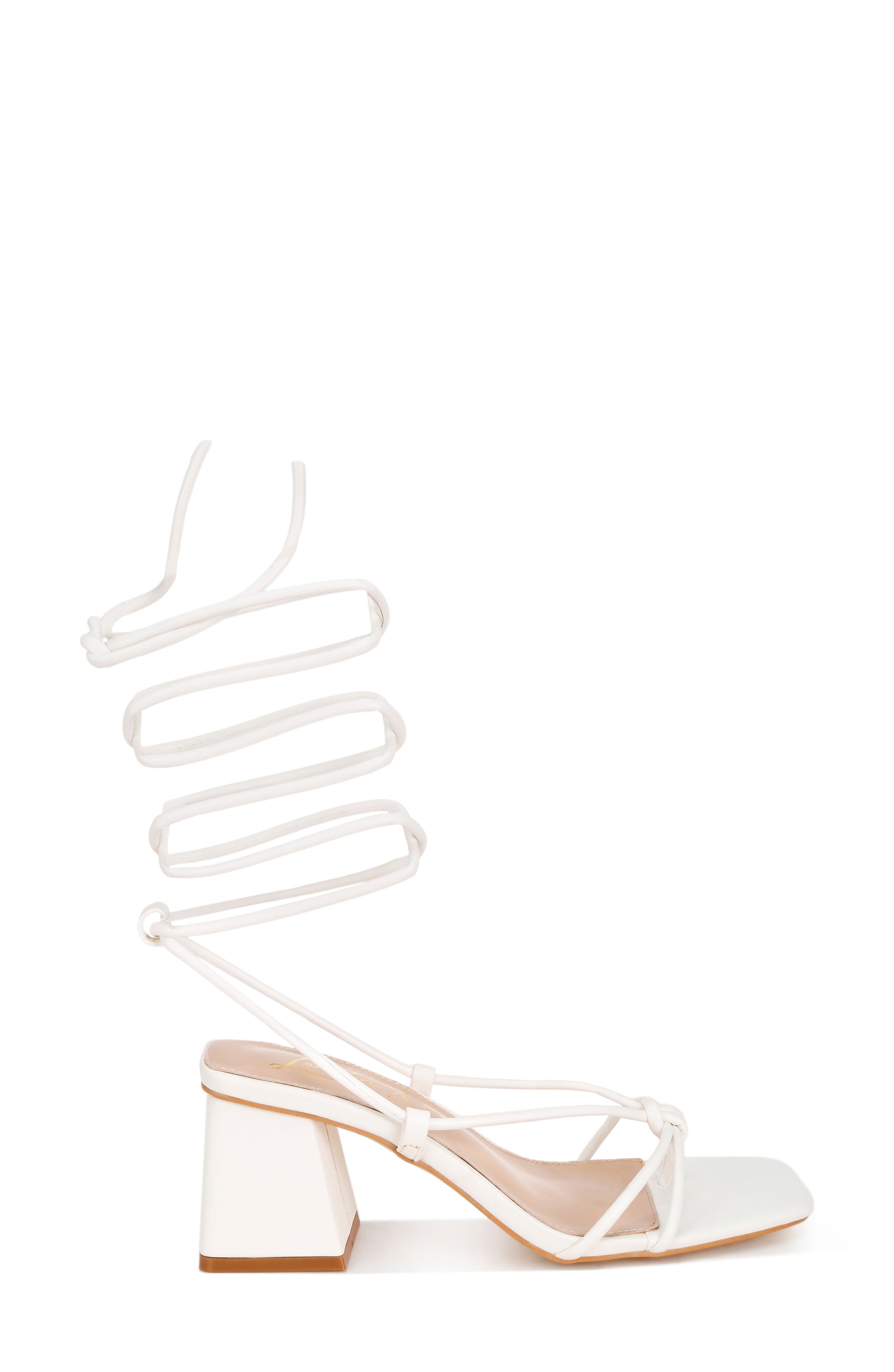 Porsiah Faux Leather Lace-Up Sandal, Alternate, color, WHITE
