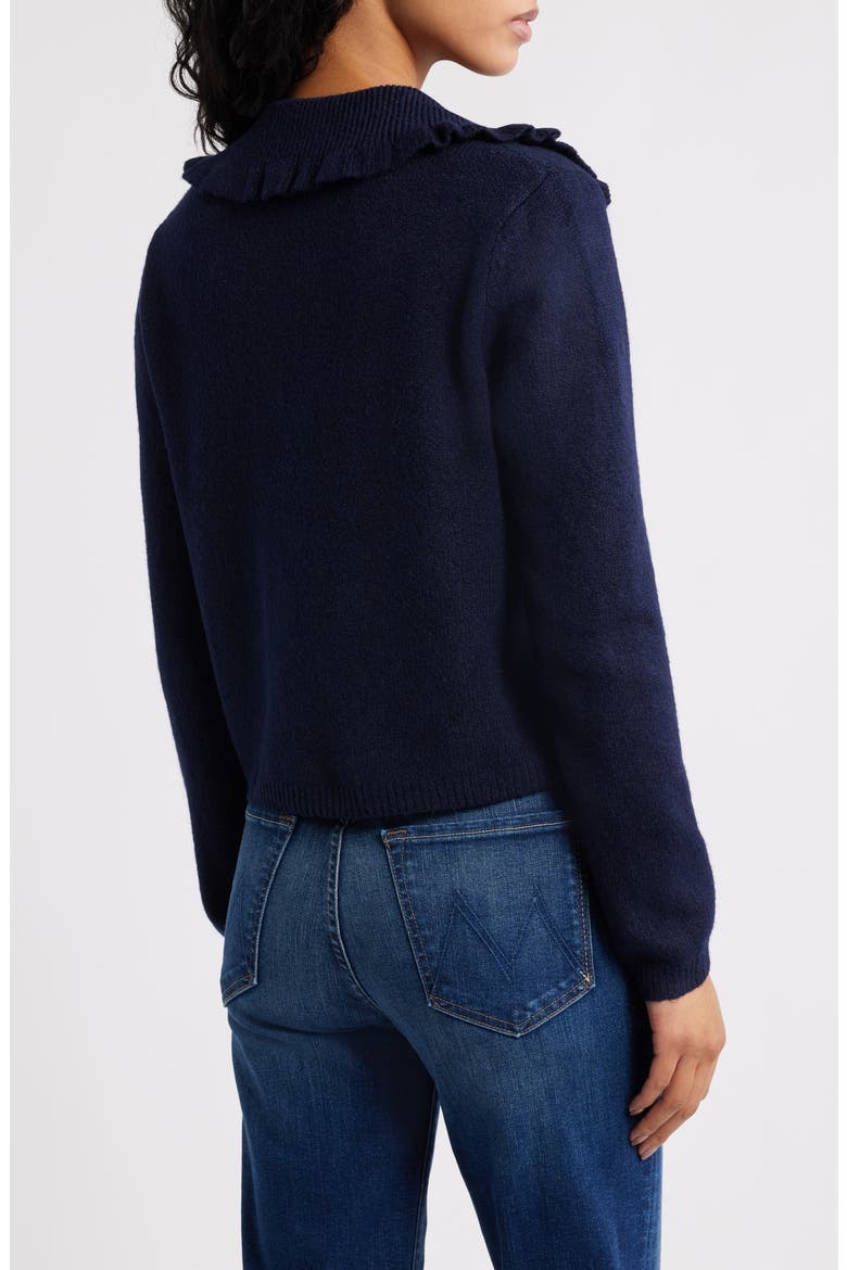 Carmello Frill Collar Cardigan, Alternate, color, NAVY