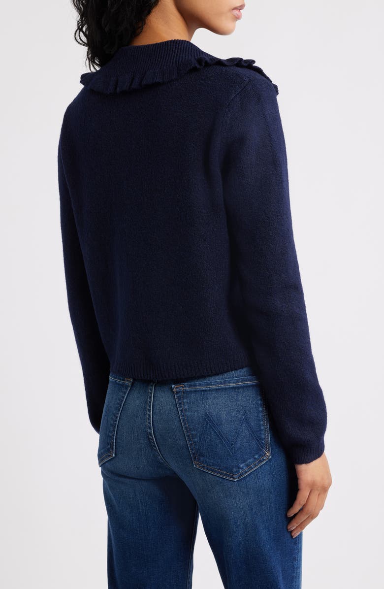 Petal & Pup Carmello Frill Collar Cardigan, Alternate, color, Navy