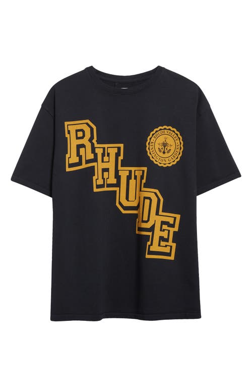 Rhude Oversized Crewneck T-shirt With Bold Front Print In Blue