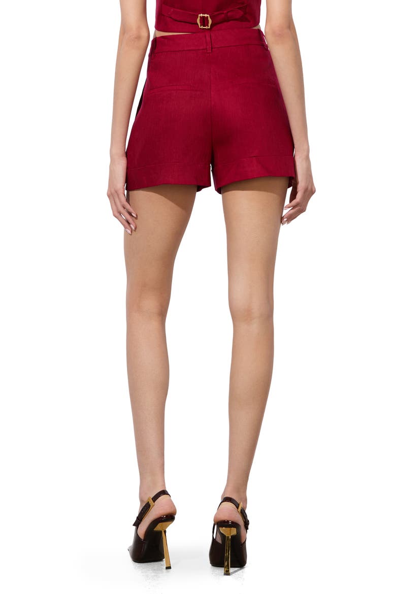 Conry Cuff Linen Blend Shorts, Alternate, color, DARK CHERRY