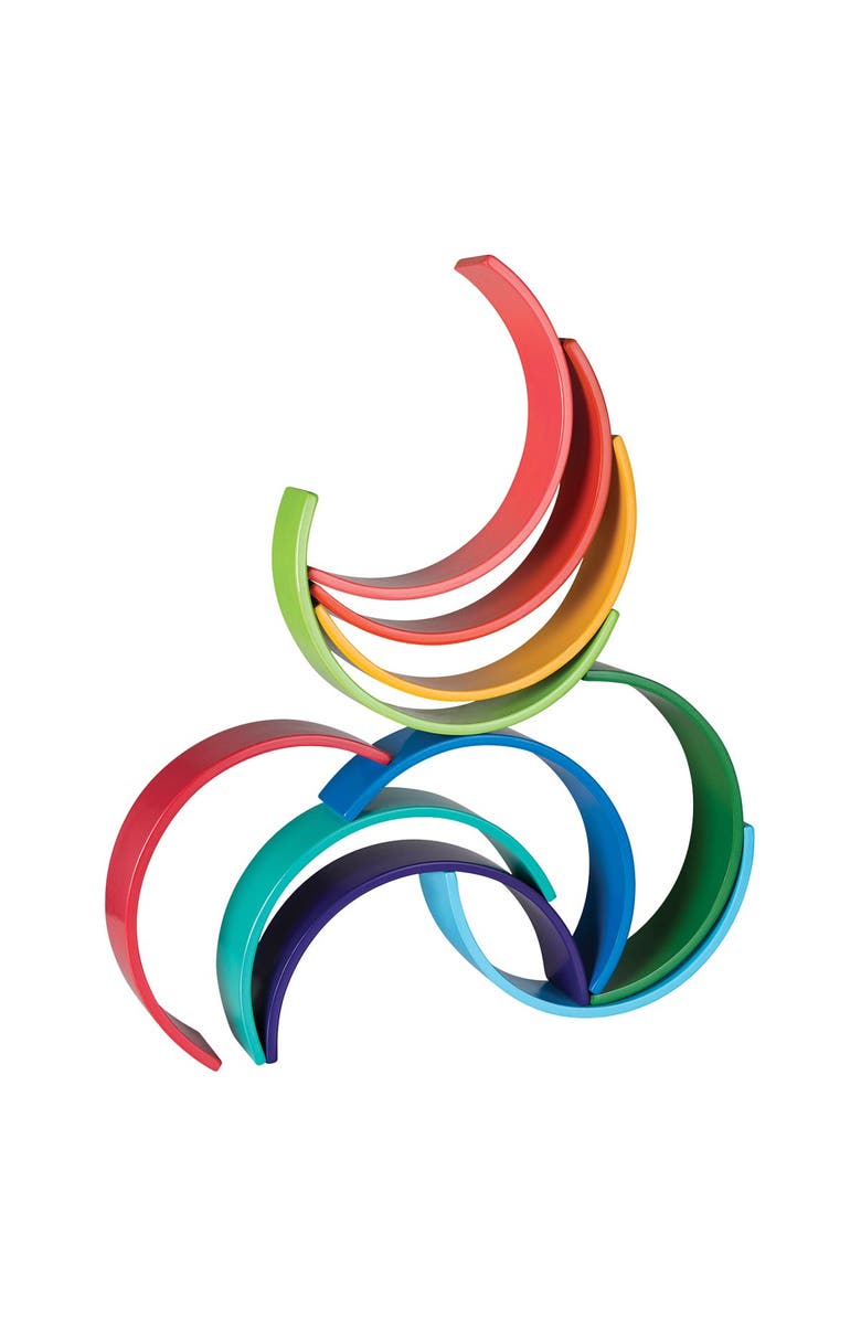 Kaplan Early Learning Company Wooden Rainbow Arches and Tunnels - 12 Pieces, Alternate, color, Multicolor
