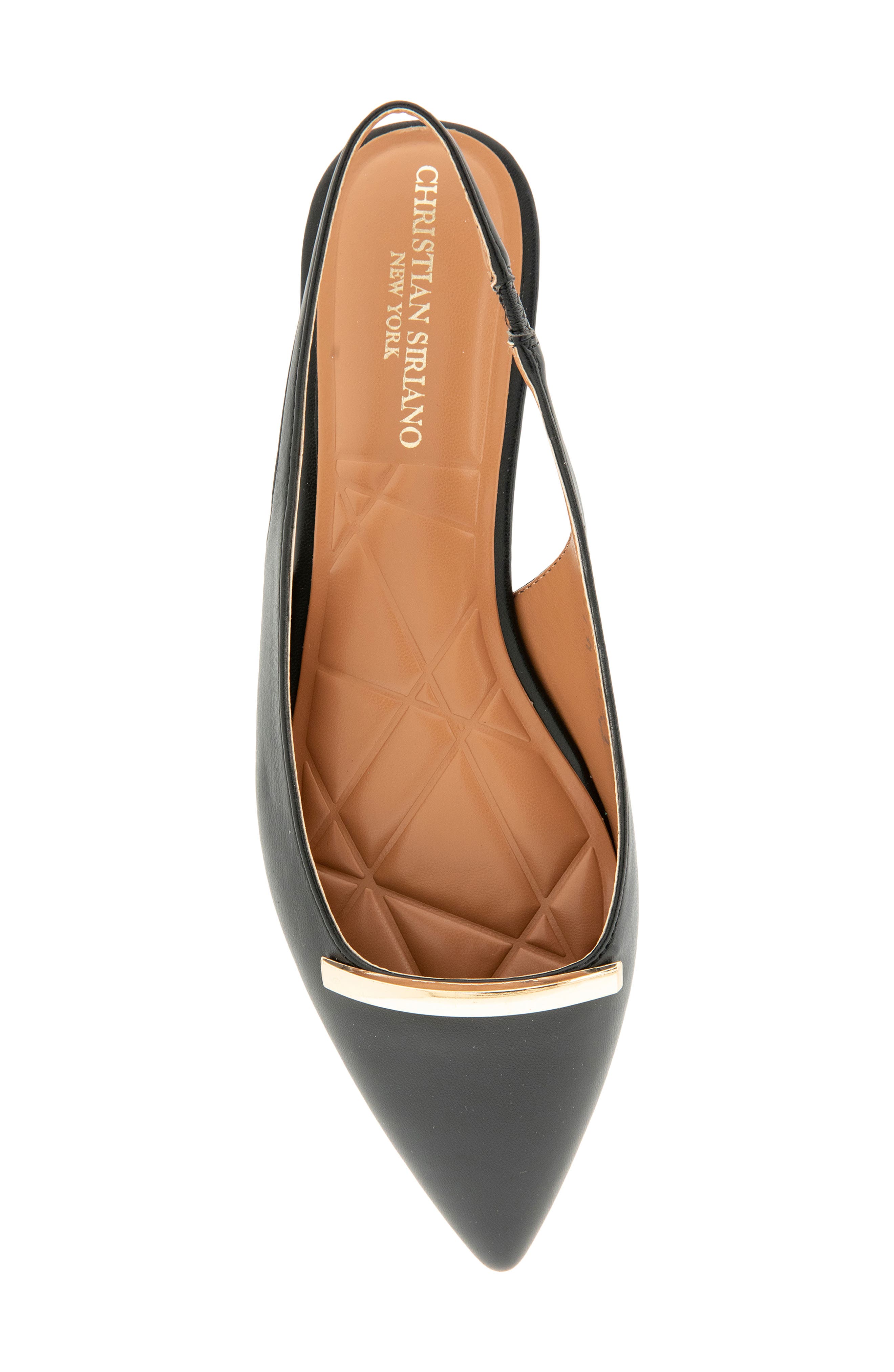 Kimbal Pointed Toe Slingback Flat, Alternate, color, BLACK PU