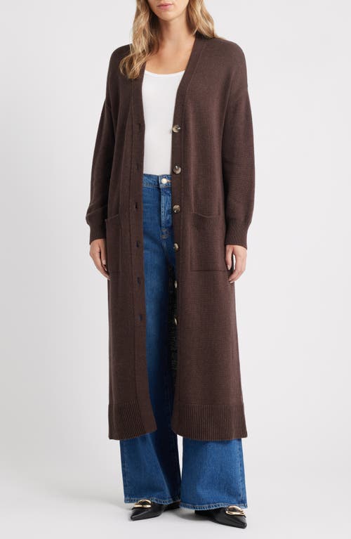 525 Kit Cotton Blend Duster Cardigan In Brown