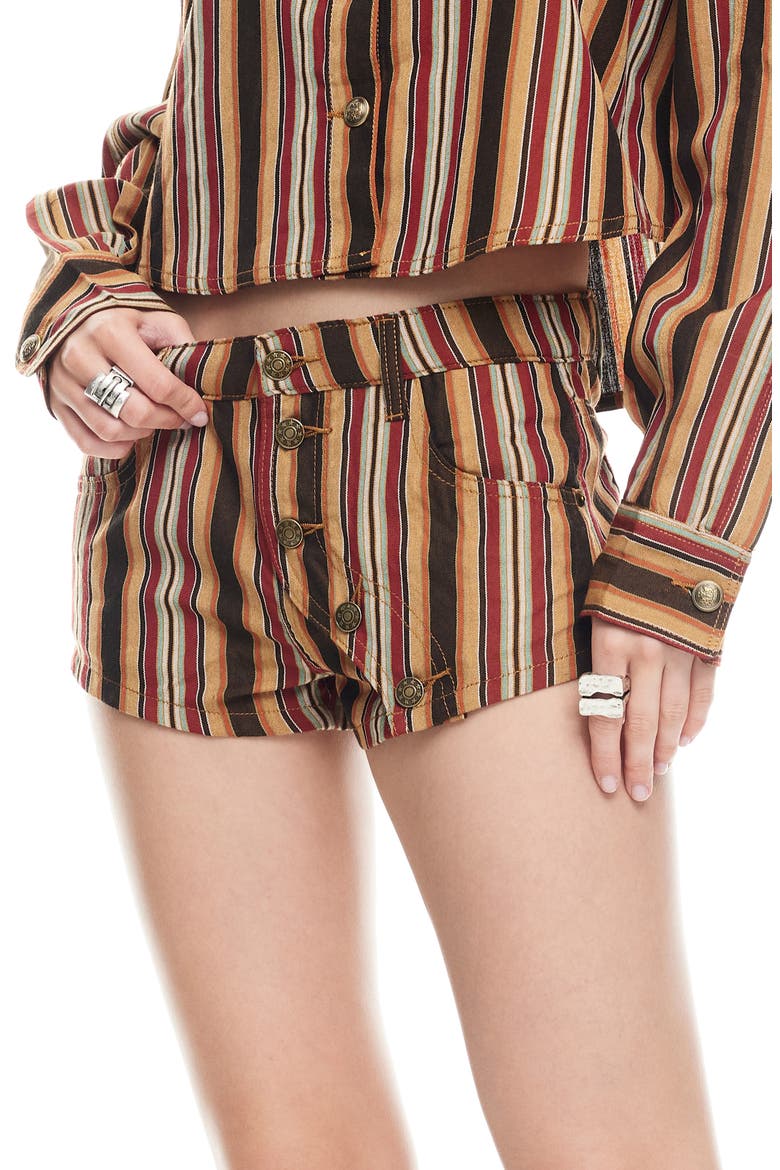 Sundrenched Low Rise Stripe Denim Shorts, Alternate, color, VINTAGE STRIPE