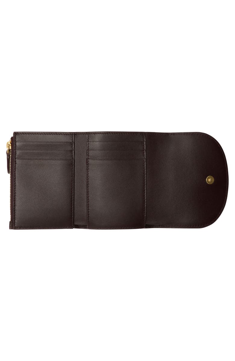 Burberry Highlands Check Coated Canvas Compact Wallet, Alternate, color, Mahogany