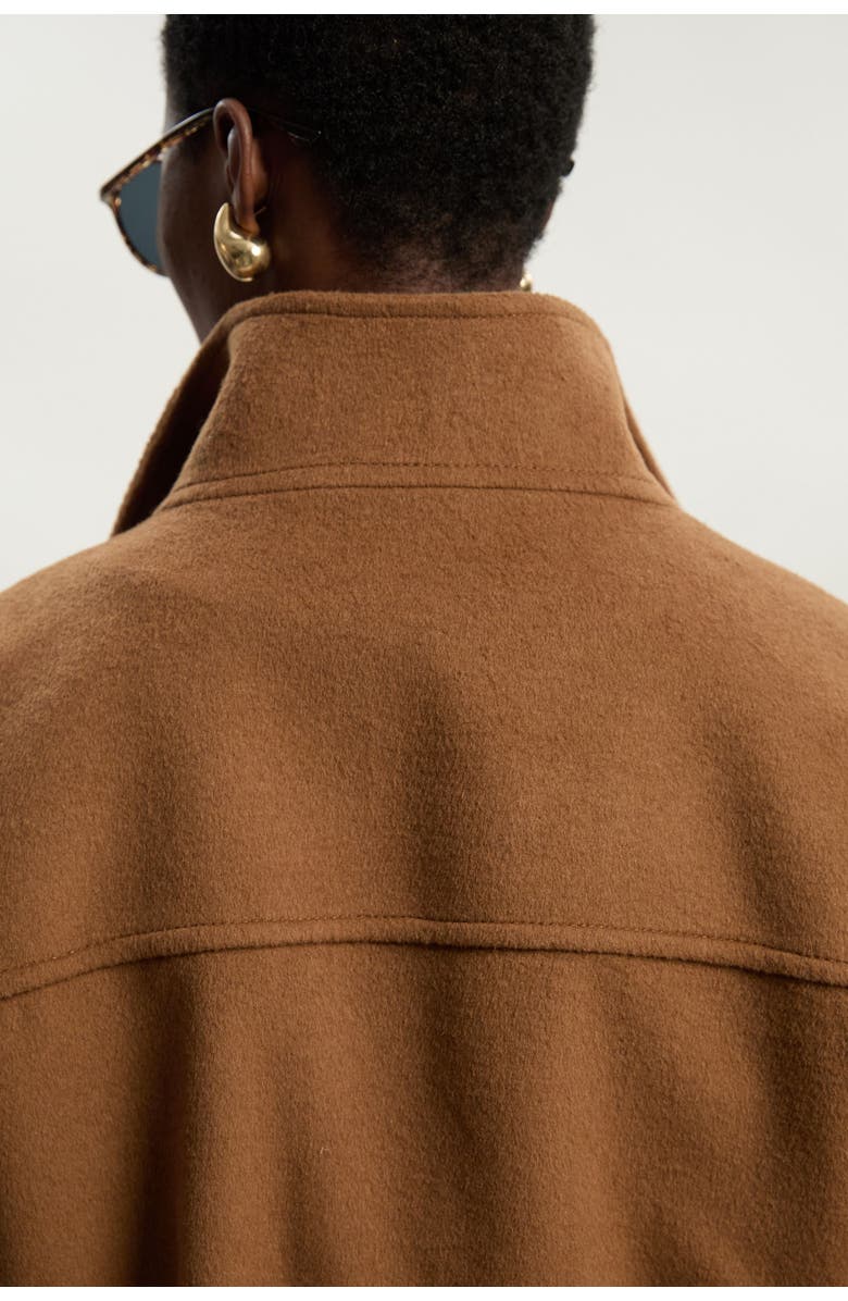 Karen Millen Brushed Wool Funnel Neck Short Coat, Alternate, color, Camel