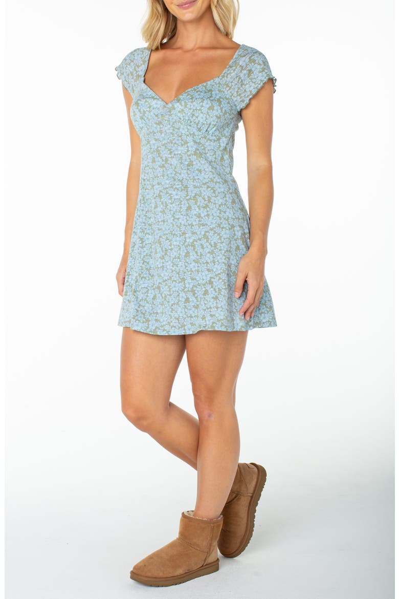 Alice Floral Print Minidress, Alternate, color, OIL GREEN