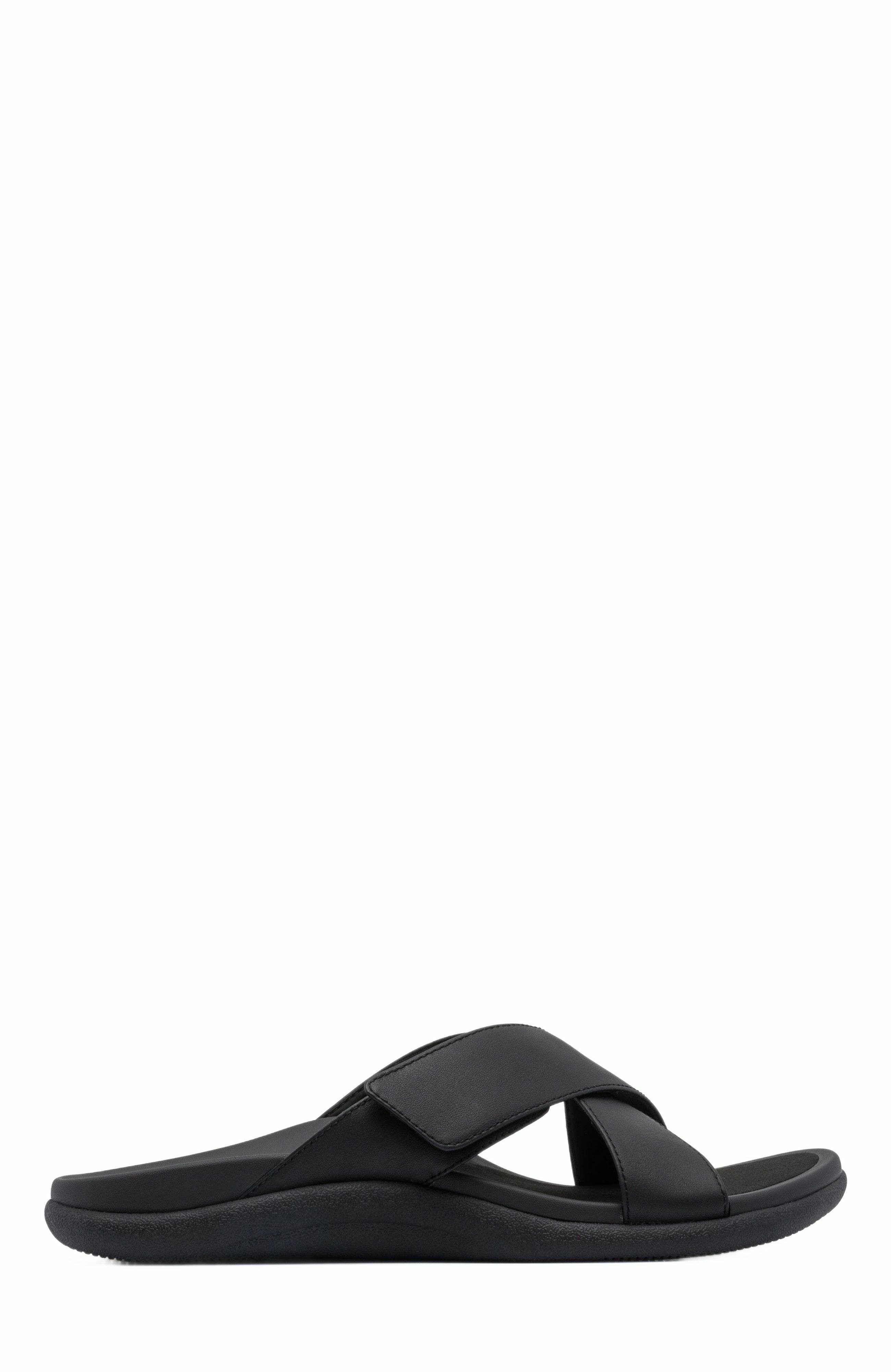 ABEO Laguna Slide, Alternate, color, Black Leather