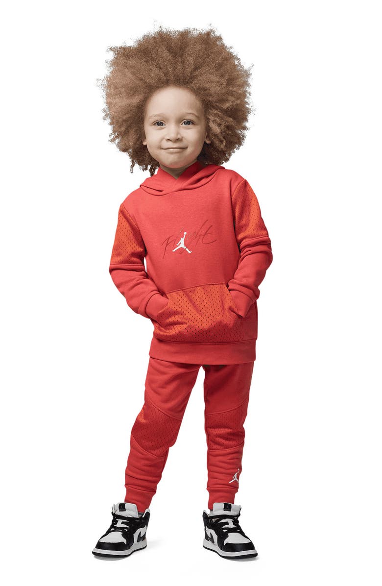 Jordan Kids' Off Court Flight Hoodie & Sweatpants Set, Alternate, color, Lobster