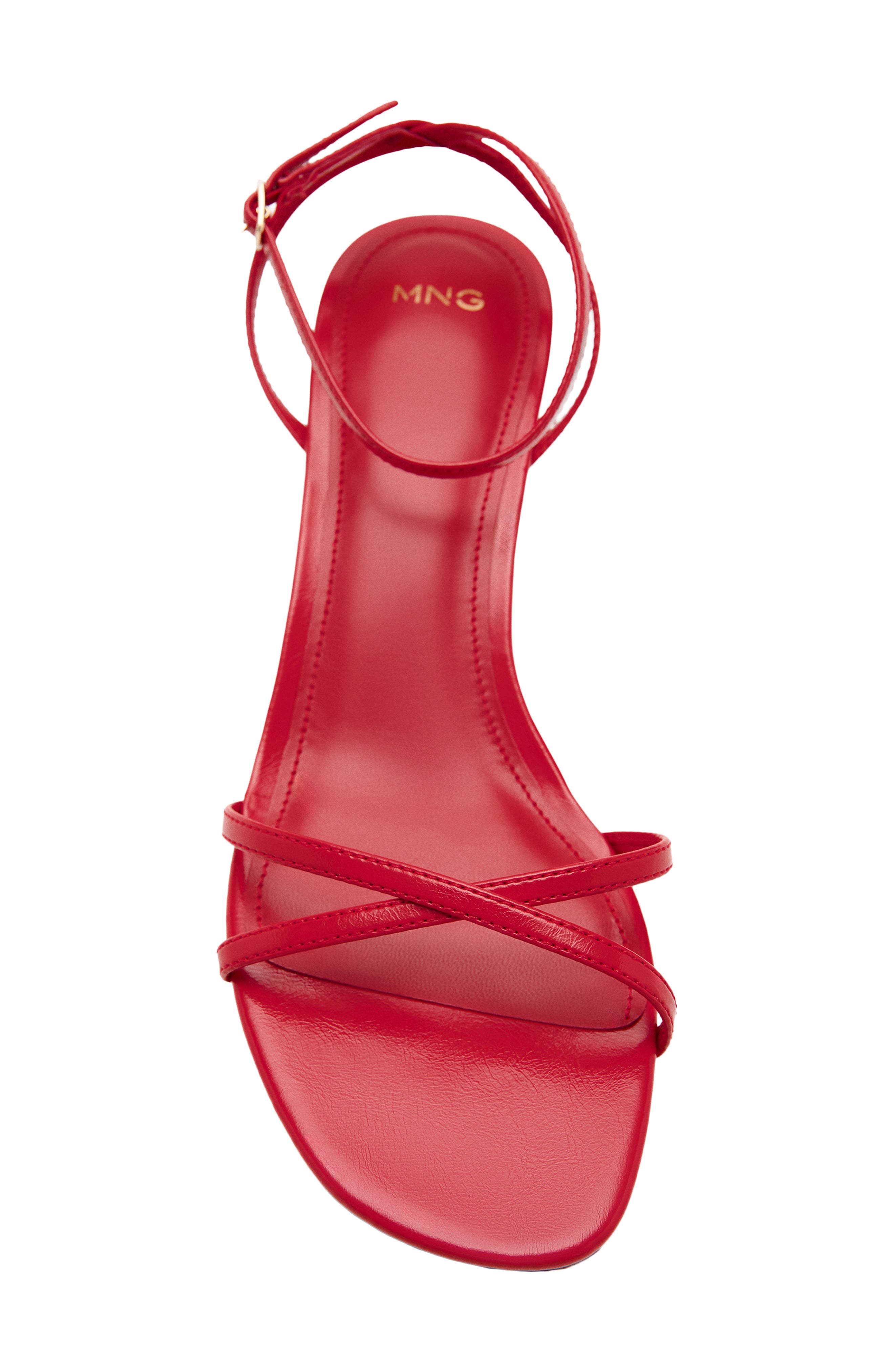 MANGO Ankle Strap Kitten Heel Sandal, Alternate, color, Red