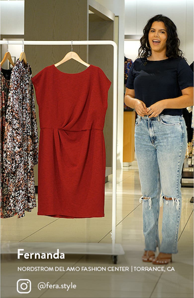 Pleated Bateau Neck Cap Sleeve Minidress, sales video thumbnail