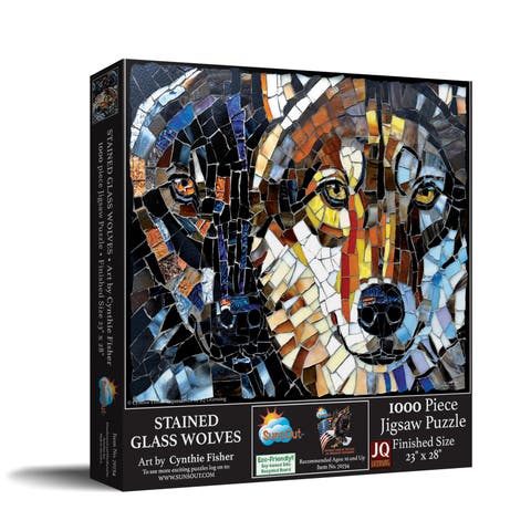 Stained Glass Wolves 1000 piece Jigsaw Puzzle for Adults