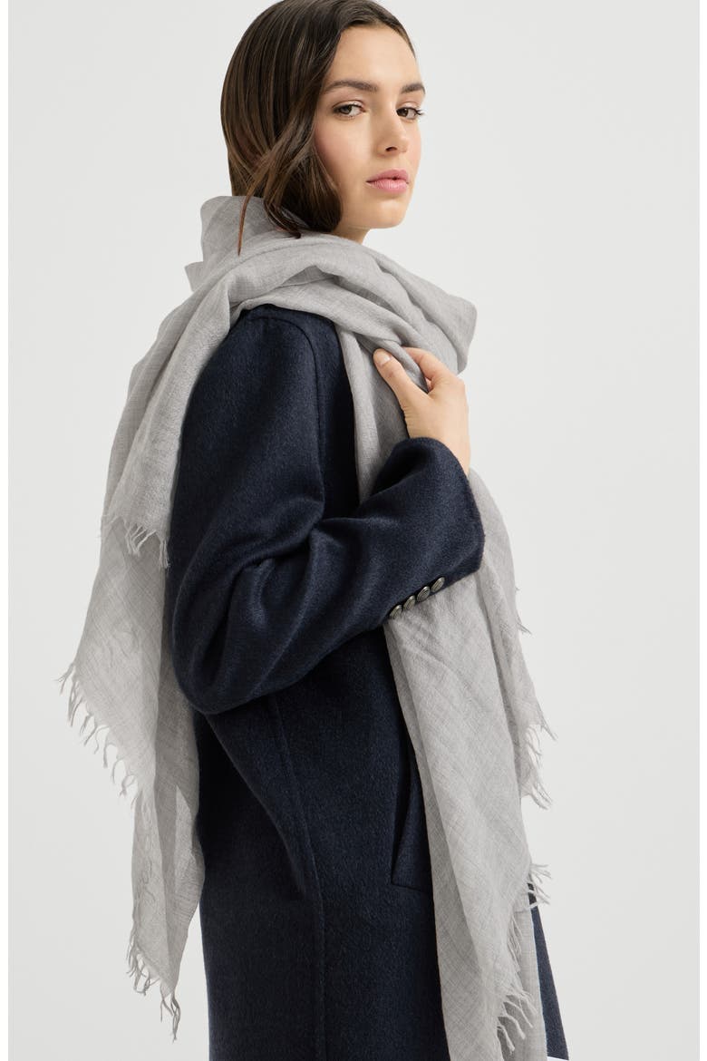Cashmere and silk scarf, Alternate, color, Light Grey