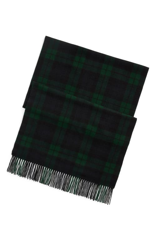 Ralph Lauren Purple Label Blackwatch Tartan Cashmere Fringe Scarf in Green/Navy/Black Multi
