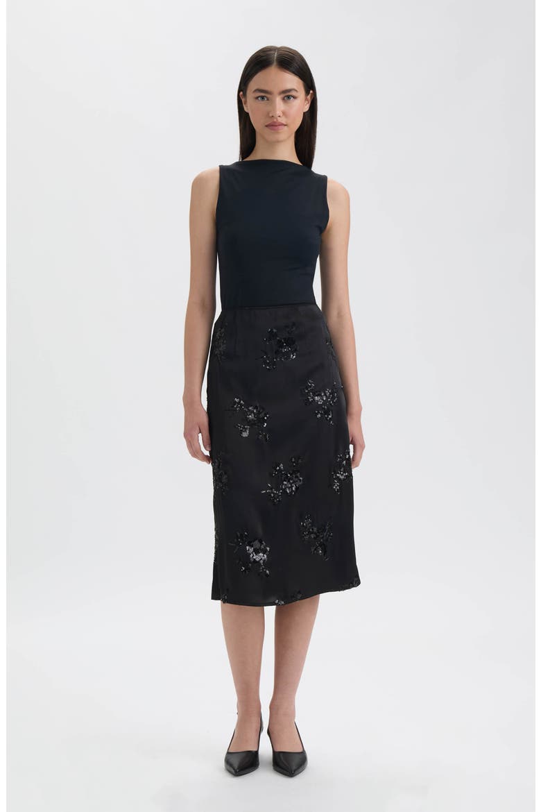 Sequin Embellished Slip Skirt, Alternate, color, BLACK