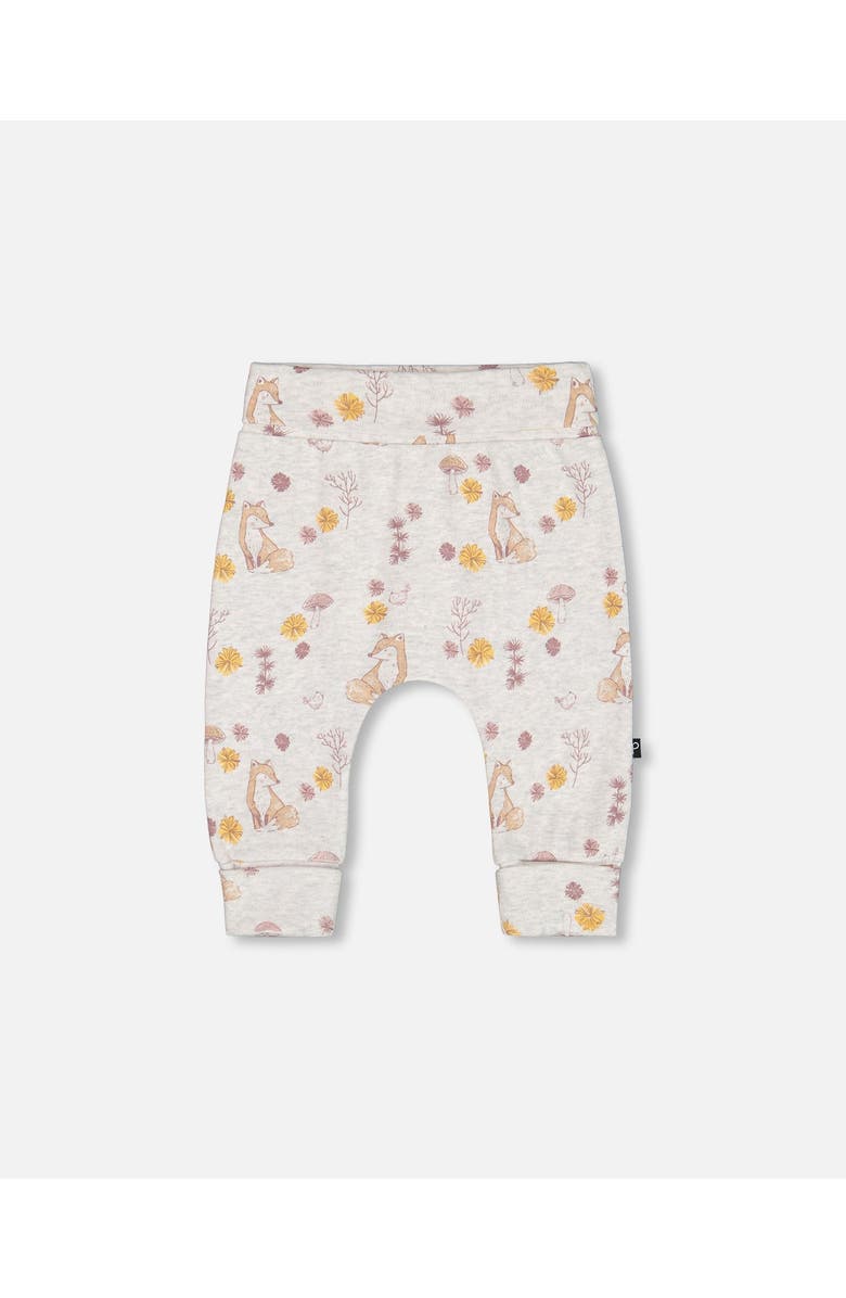 Deux par Deux Baby Girl's Printed Organic Cotton Evolutive Pant Beige Mix With Fox, Alternate, color,