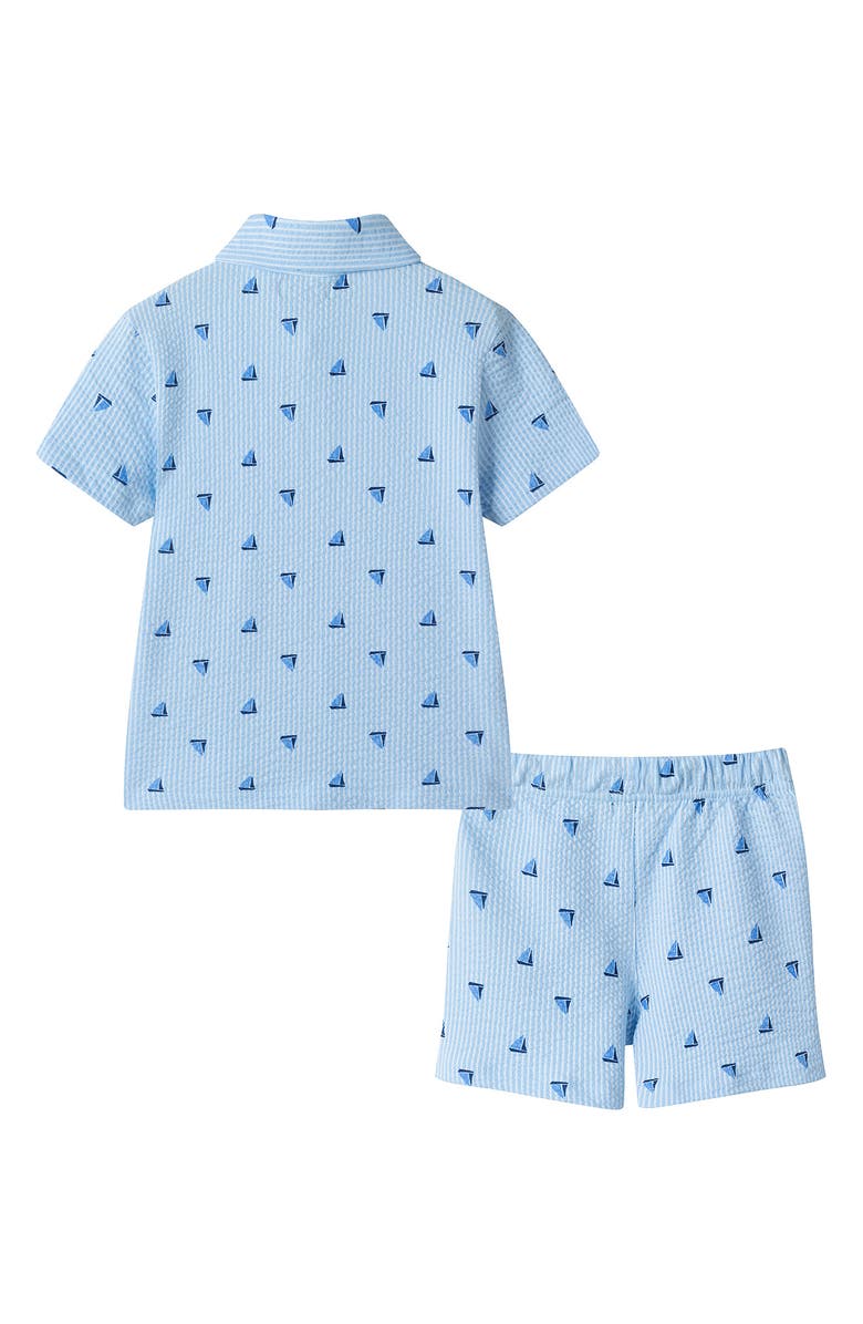 Andy & Evan Kids' Seersucker Shirt & Shorts Set, Alternate, color, Navy