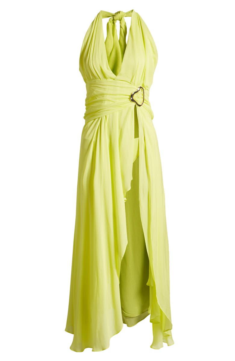 HOUSE OF CB Olessia Plunge Halter Maxi Dress, Alternate, color, Limeade