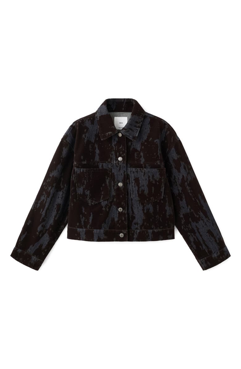MANGO Devoré Denim Trucker Jacket, Main, color, Chocolate