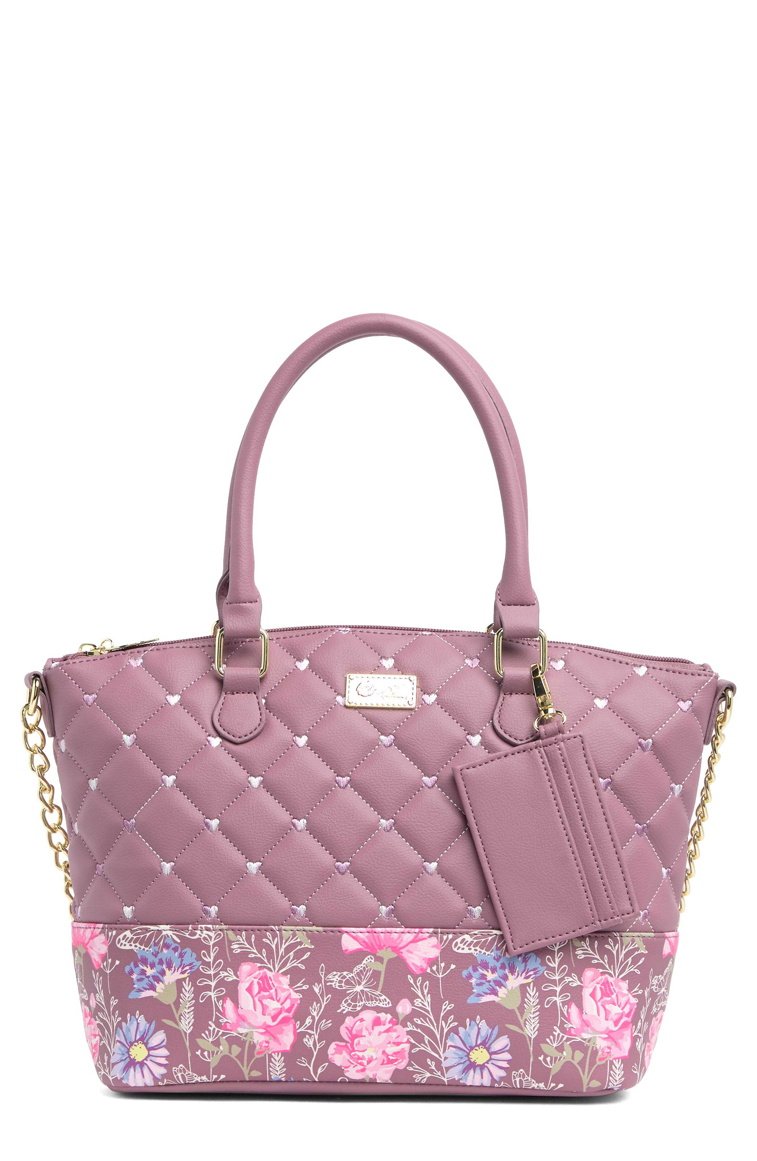 Luv Betsey by Betsey Johnson Medium Printed Logo Handbag, Main, color, 