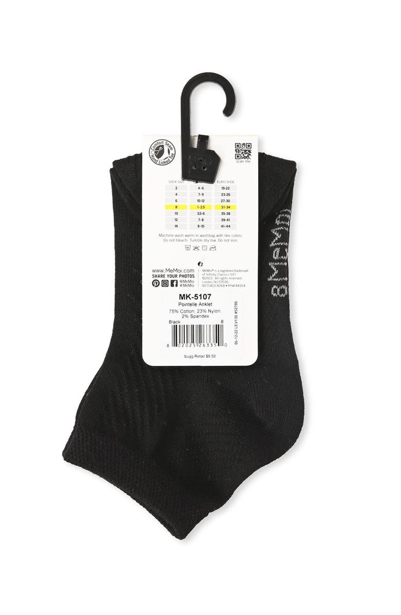 MeMoi Pointelle Super Soft Anklet Sock, Alternate, color, Black