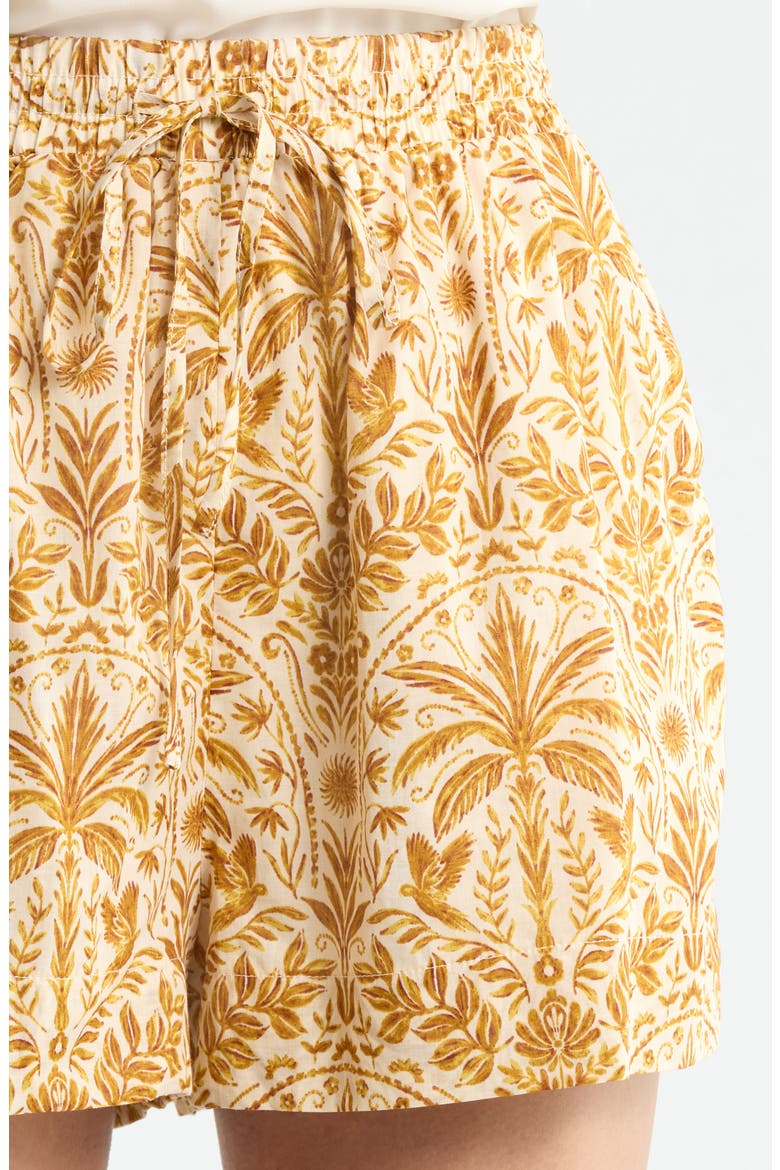 Calina Tropical Herta High Waist Shorts, Alternate, color, CREAM-BROWN