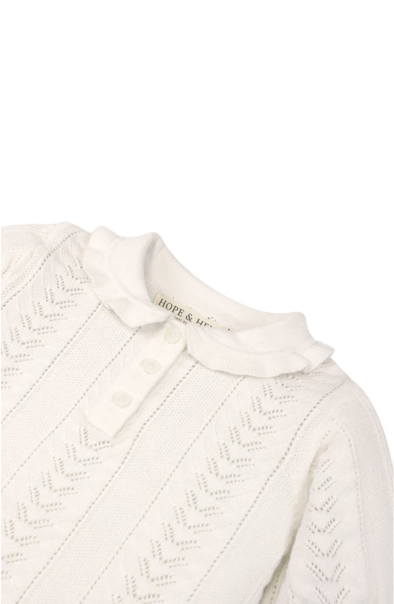 Hope & Henry Baby Girls' Peter Pan Collar Sweater Polo, Infant, Alternate, color, Soft White Pointelle