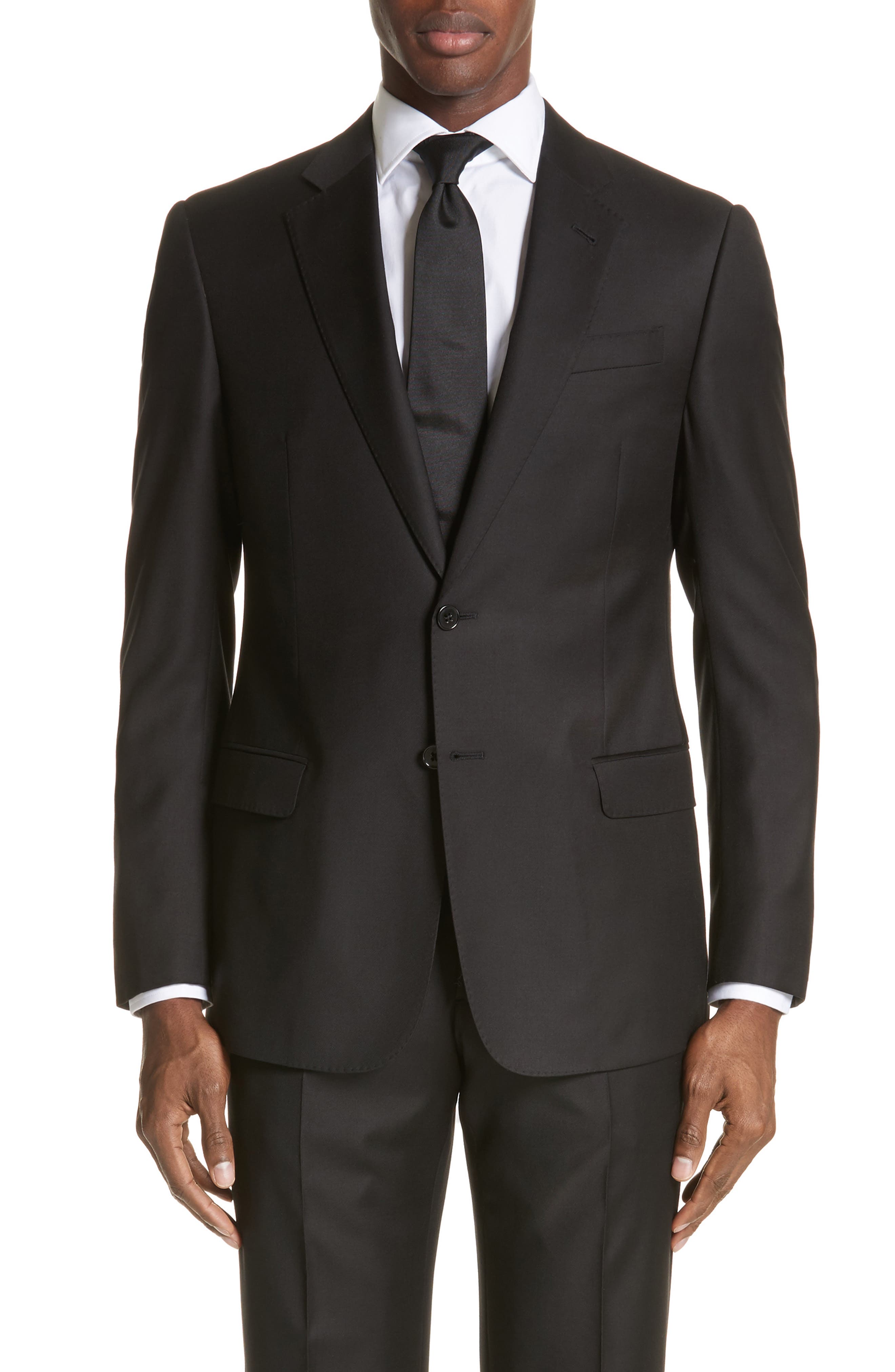 Emporio Armani Trim Fit Solid Wool Suit (Men) | Nordstrom