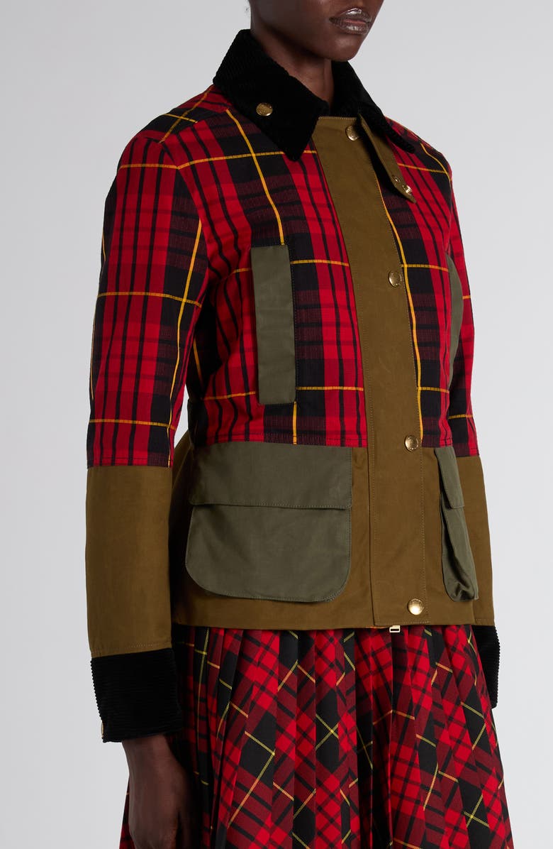 McQueen Deconstructed Tartan Ripstop Jacket, Alternate, color, Bordeaux